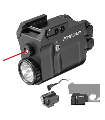 Rechargeable Pistol Light with Red Laser and 650 Lumen light, Picatinny Rail Mount